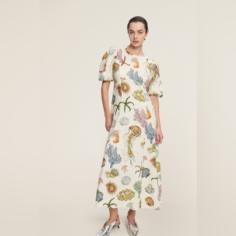 Alemais Sea Life Print Midi Dress - Cream and Multicolor.New - Picture 3 of 10